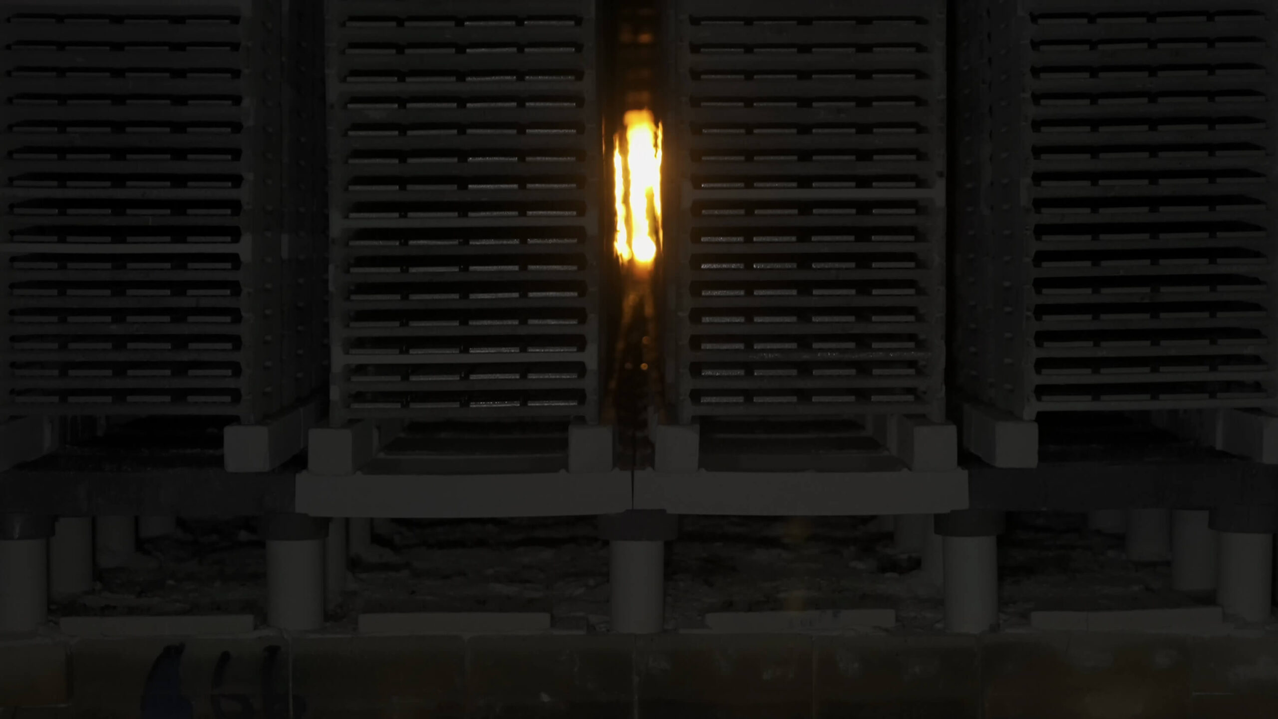 Flame and heat within a Japanese tile kiln